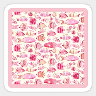 Pink Funky Fishes Sticker